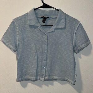 Forever 21 Light Blue Reverse Stitch Style Crop Top